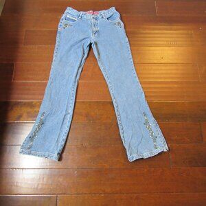 Revolt Jeans Women Size 9 Bootcut Flare Side Split-Hem Embroidered Vintage 90s